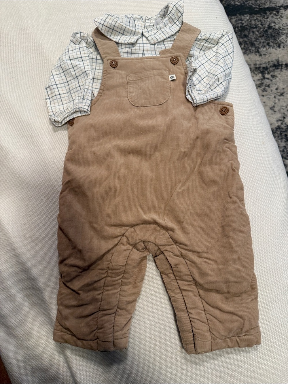 Toddler Tan Corduroy Overalls with Front Pocket
